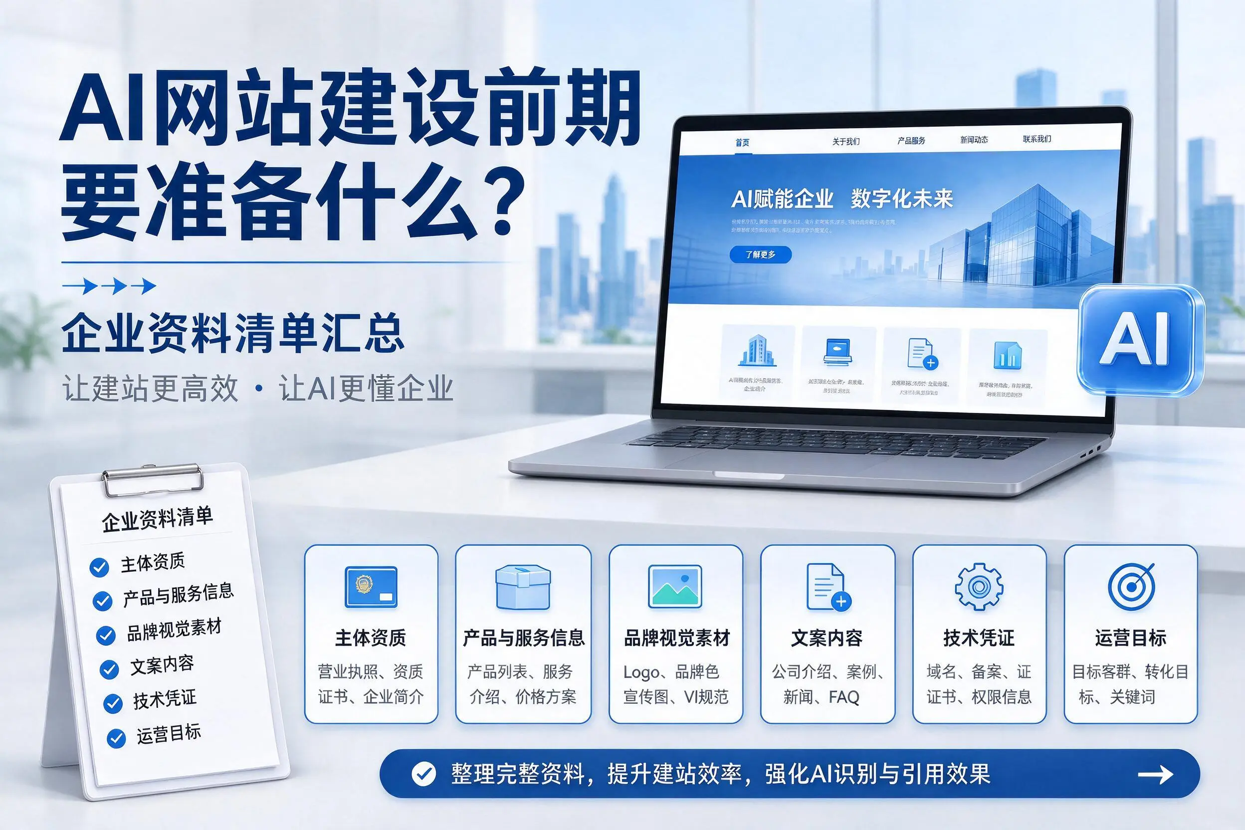 AI网站建设前期要准备什么?承德企业资料清单汇总