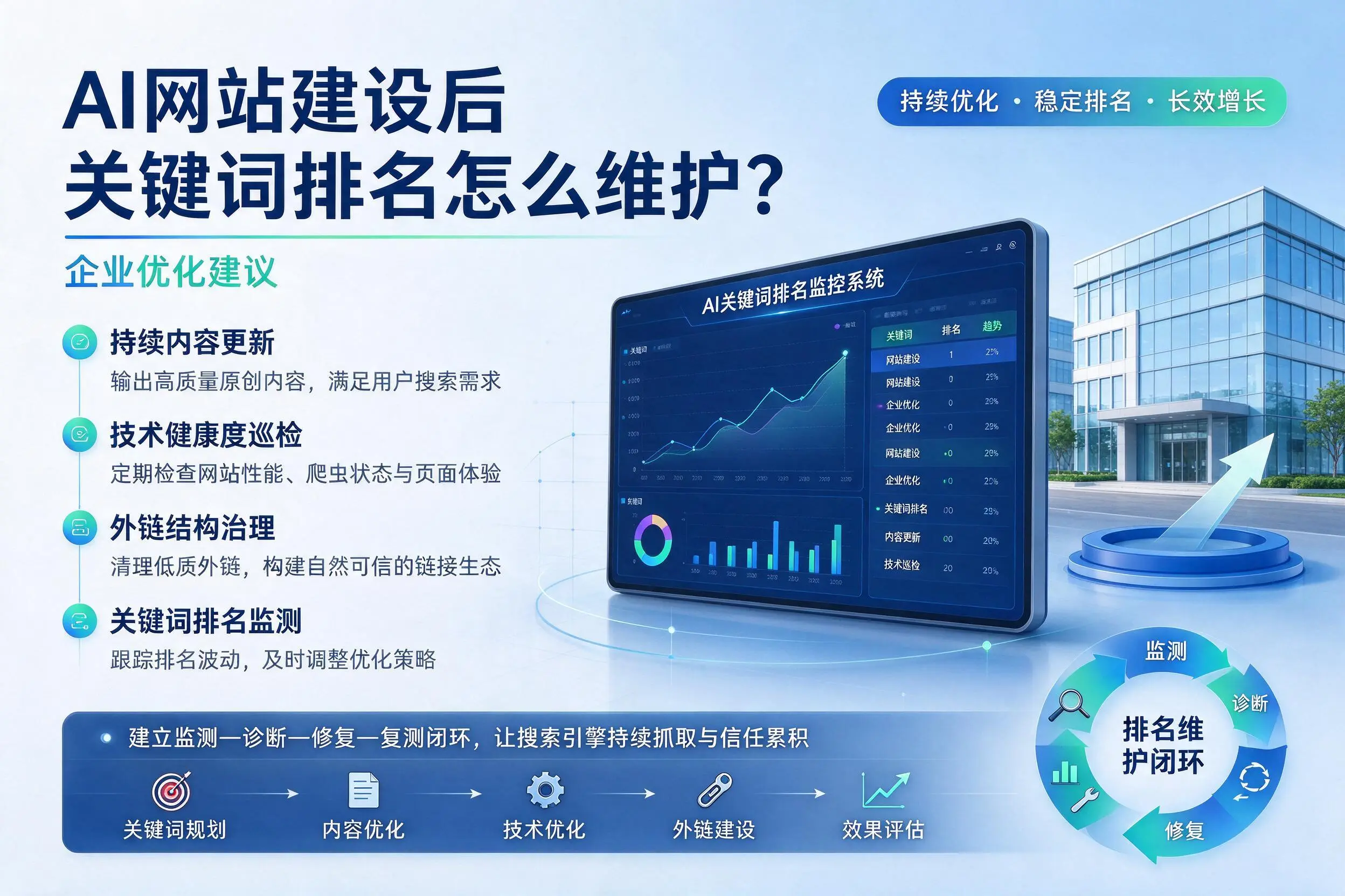 AI网站建设后关键词排名怎么维护？承德企业优化建议